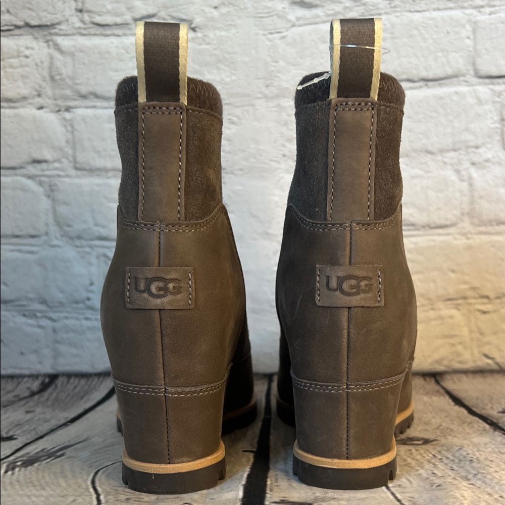 * UGG Reggie wedge boots in Thunder Cloud leather